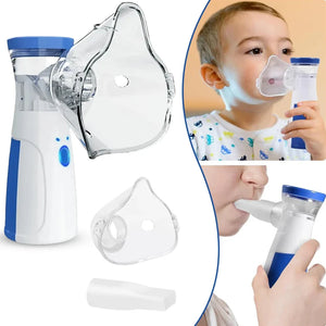 Portable Mesh Nebulizer USB & Battery Operated | Mini Nebulizer With Mask | Personal Inhaler for Efficient Respiratory Care