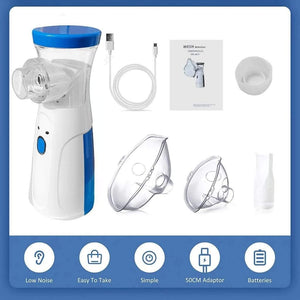 Portable Mesh Nebulizer USB & Battery Operated | Mini Nebulizer With Mask | Personal Inhaler for Efficient Respiratory Care